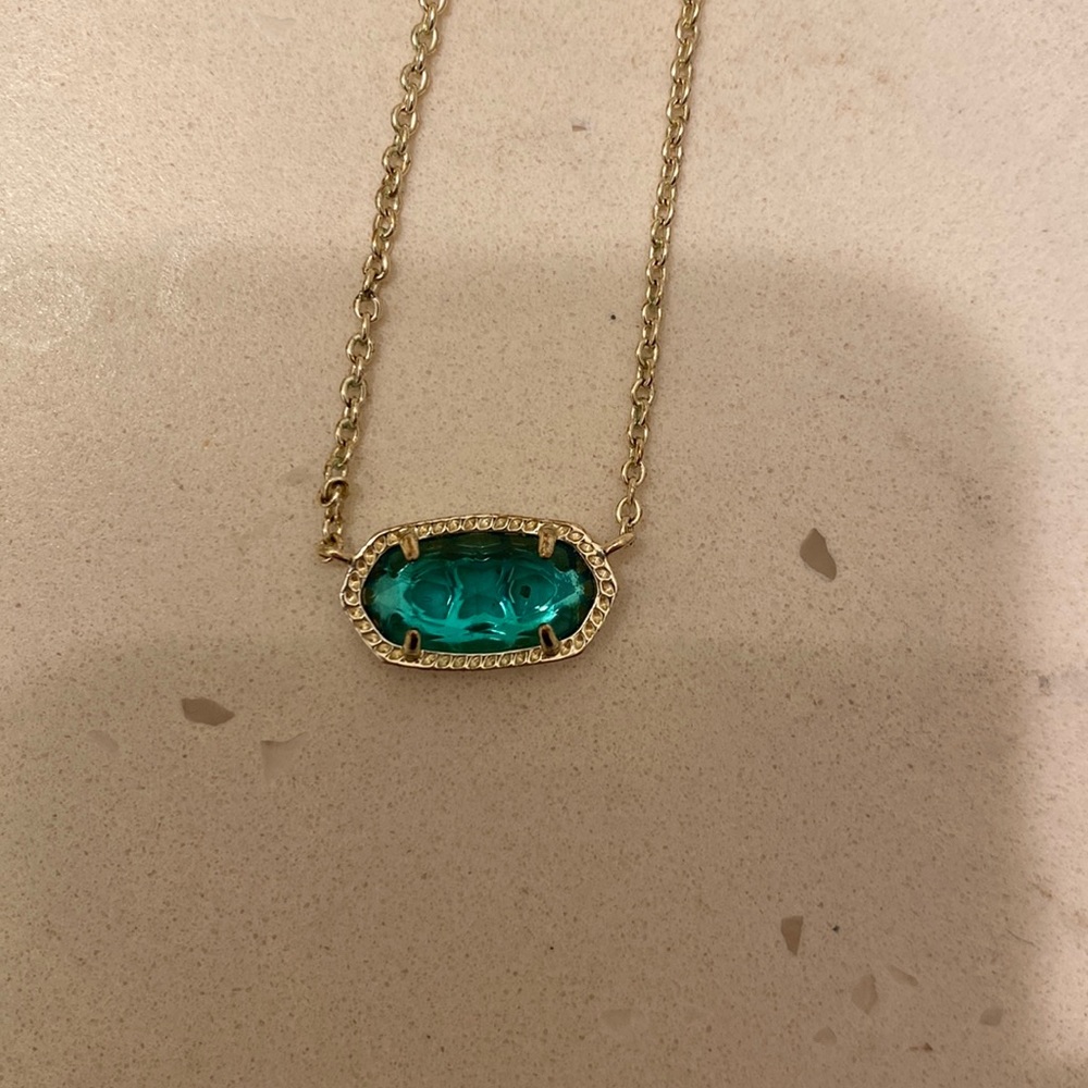 Gold and aqua Kendra Scott dainty necklace